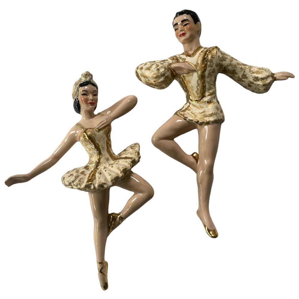VTG Ballerina Wall Decor Figurines Grace Greg Ballet Ceramic Dancing Pair CAS